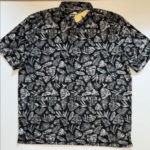 Tommy Bahama Polo Palm Fronds Tread Gray  Shirt Men's XXL 2XL NWT $110